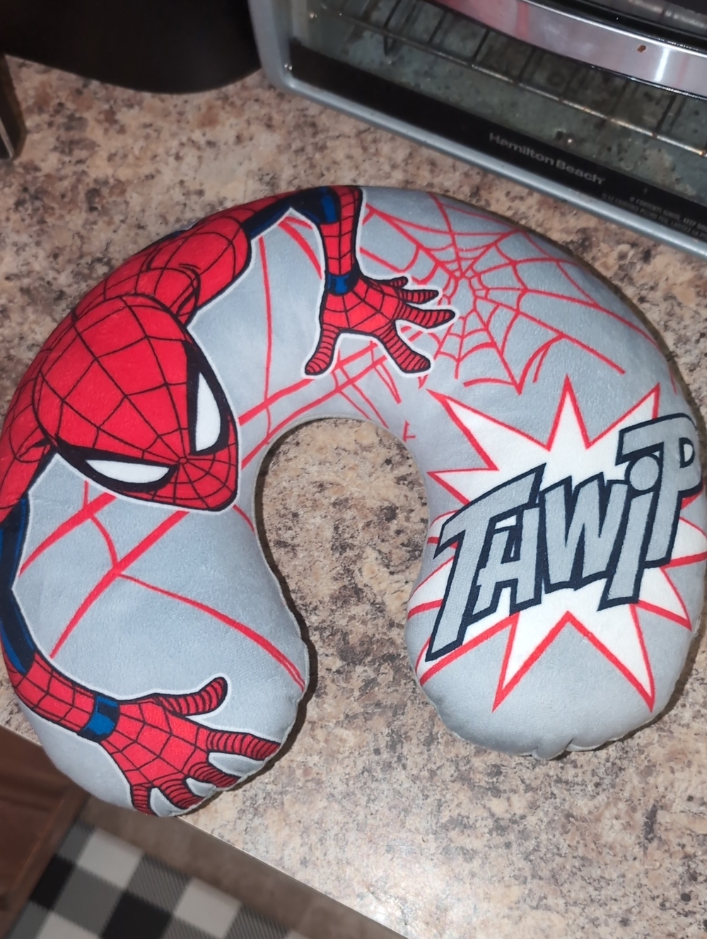 Marvel Spider-Man Kids Travel Neck Pillow - Gray & Red